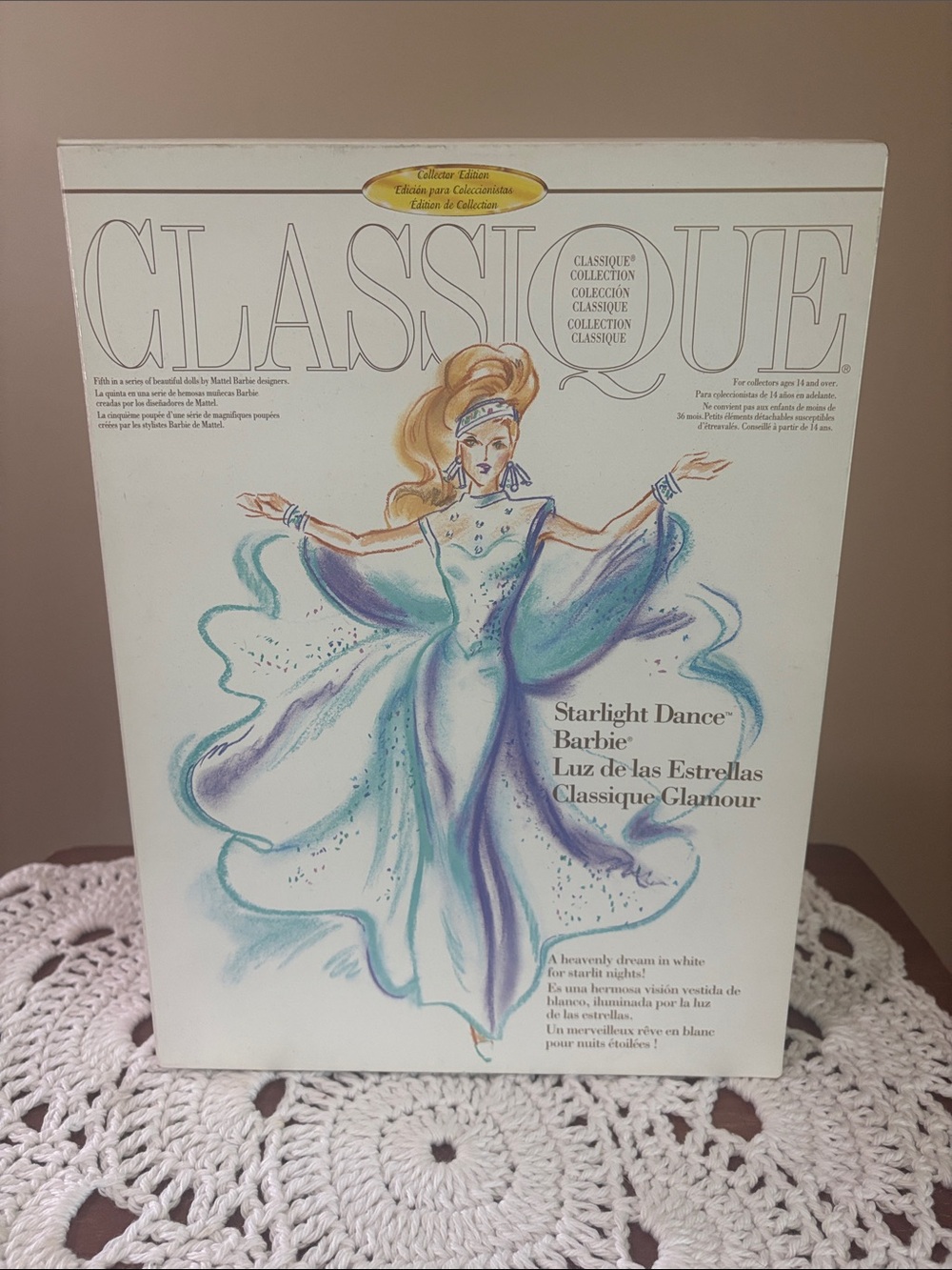 Barbie Classique Starlight Dance Barbie Doll Boxed Art - White & Teal 1996